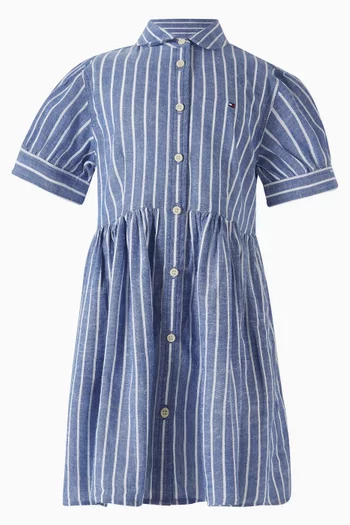 Striped Shirt Dress in Cotton Blend