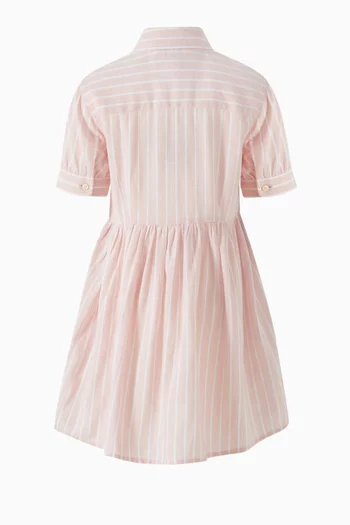 Striped Shirt Dress in Cotton Blend