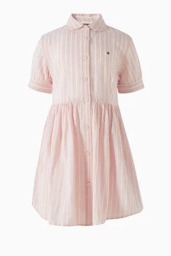 Striped Shirt Dress in Cotton Blend