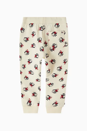All-over Print Drawstring Pants in Stretch Cotton