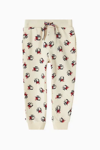 All-over Print Drawstring Pants in Stretch Cotton