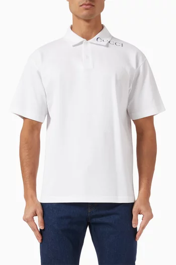 Logo-print Polo Shirt in Cotton Piqué