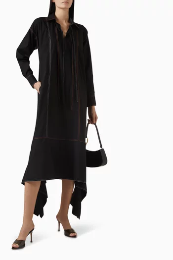 Draped Tie-up Dress in Poplin
