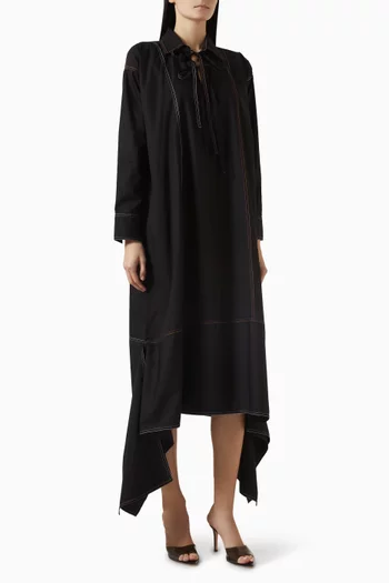 Draped Tie-up Dress in Poplin