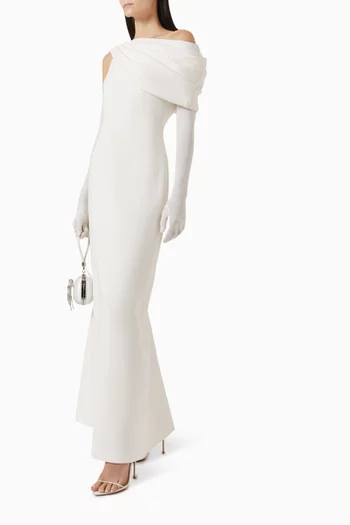 Allina Cape-sleeve Maxi Dress in Jersey