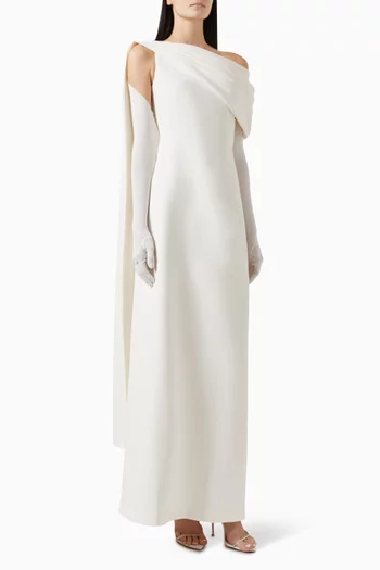Allina Cape-sleeve Maxi Dress in Jersey