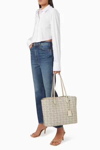 Large Spade Flower Tote Bag in Coated Canvas
