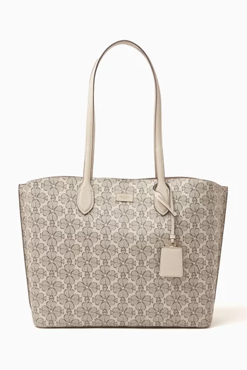 Large Spade Flower Tote Bag in Coated Canvas