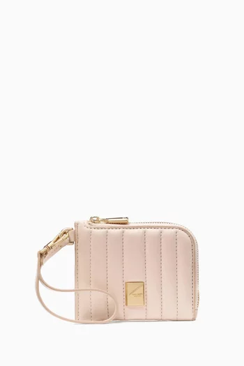 Deco Coin Card Case in Quilted Leather