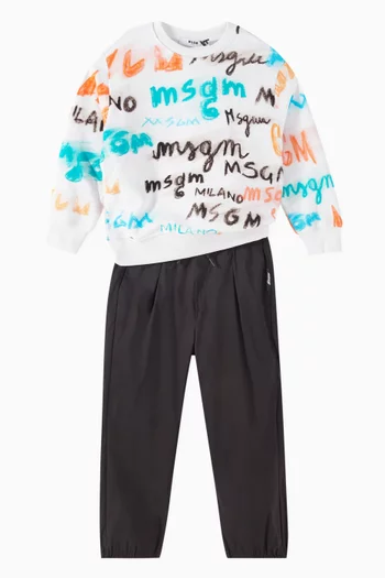 Tapered-leg Pants in Cotton-nylon