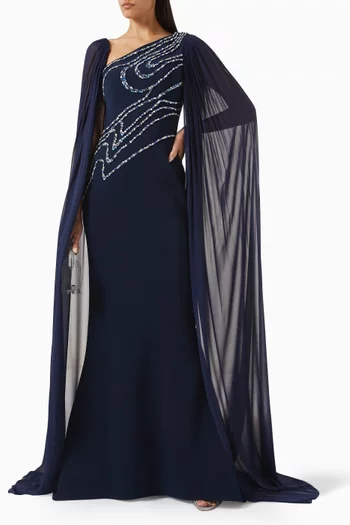 Miranda Fishtail Gown in Silk-satin