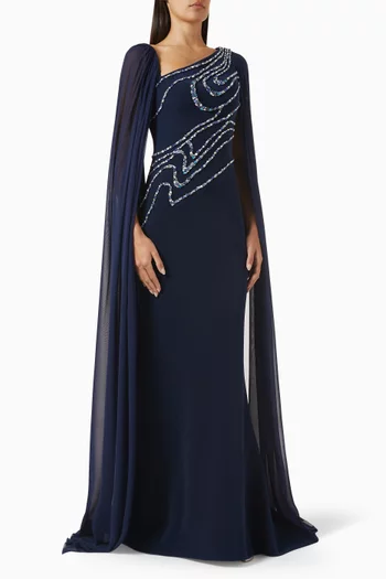Miranda Fishtail Gown in Silk-satin