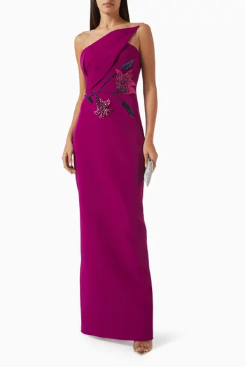 Chloe Embellished Cape Dress in Crepe