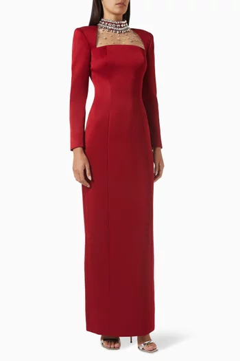 Diana Crystal-embellished Dress in Tafetta