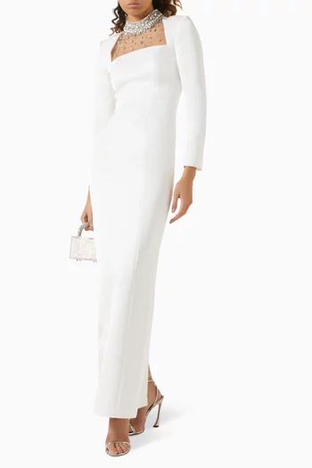 Diana Crystal-embellished Dress in Tafetta