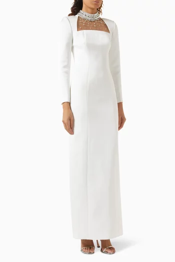 Diana Crystal-embellished Dress in Tafetta