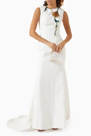 Josephine Floral-embellished Dress in Crepe