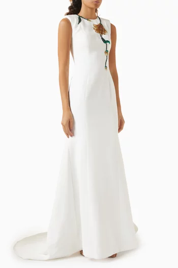 Josephine Floral-embellished Dress in Crepe