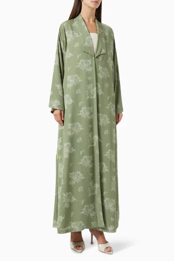Mixed Print Zainah Cut Abaya in Chiffon