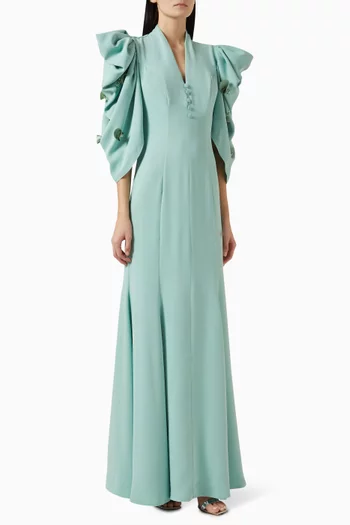 Puff-sleeve Dress in Crepe