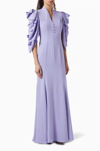 Puff-sleeve Dress in Crepe