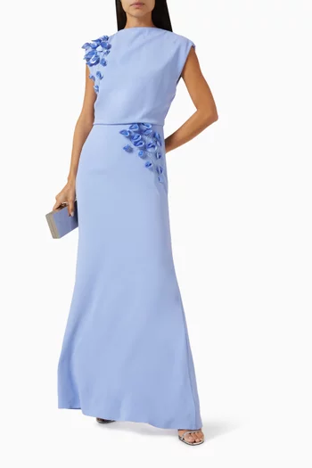 Floral-appliqué Maxi Dress