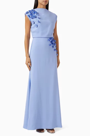Floral-appliqué Maxi Dress