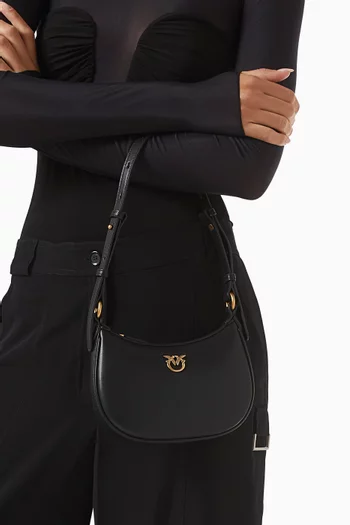 Baby Crescent Shoulder Bag in Leather