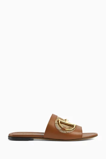 Horsebit Slide Sandals in GG Canvas & Leather