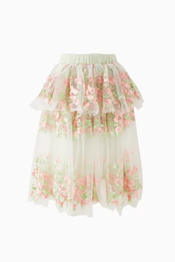 Rose Layered Skirt in Mesh