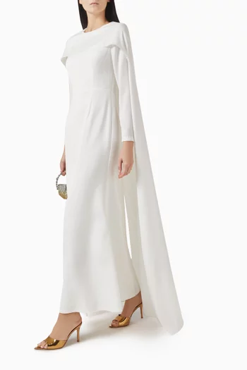 Cape Maxi Dress in Crepe-satin