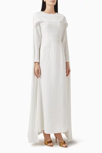 Cape Maxi Dress in Crepe-satin