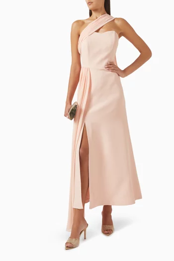 One-shoulder Dress in Crepe