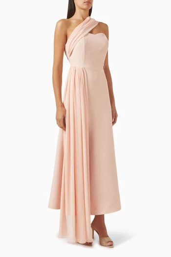 One-shoulder Dress in Crepe
