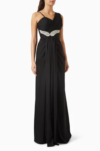 Crystal-embellished Dress in Crepe-satin