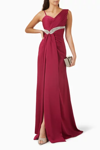 Crystal-embellished Dress in Crepe-satin