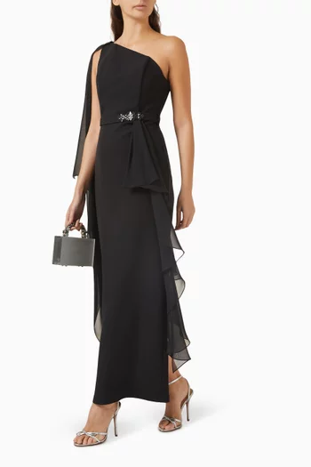 One-shoulder Dress in Crepe