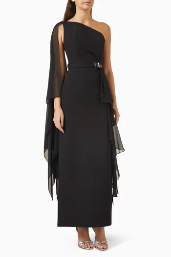 One-shoulder Dress in Crepe
