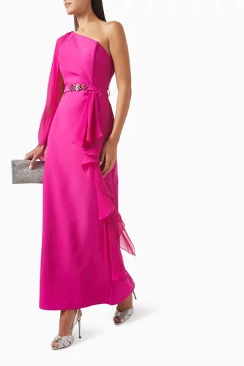 One-shoulder Dress in Crepe