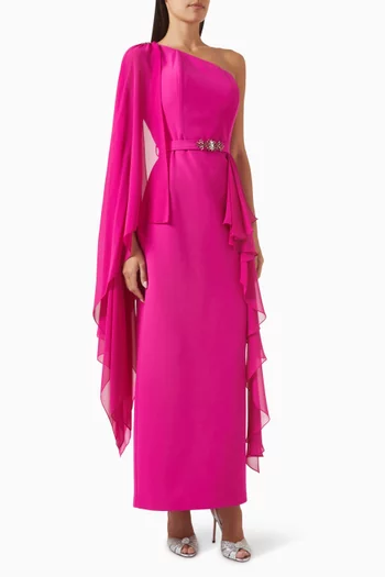 One-shoulder Dress in Crepe