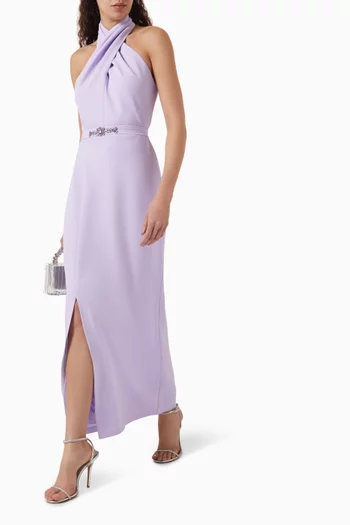 Halterneck Maxi Dress in Crepe