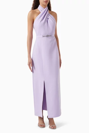 Halterneck Maxi Dress in Crepe