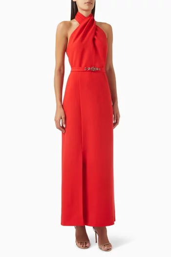 Halterneck Maxi Dress in Crepe