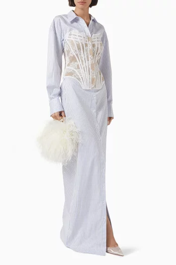 Lace Bustier Shirt Dress in Cotton-poplin