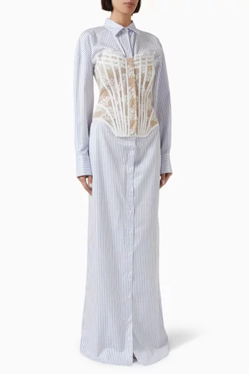Lace Bustier Shirt Dress in Cotton-poplin