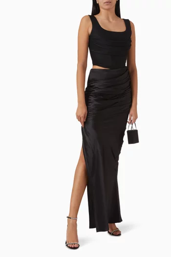 Creased Maxi Skirt in Satin