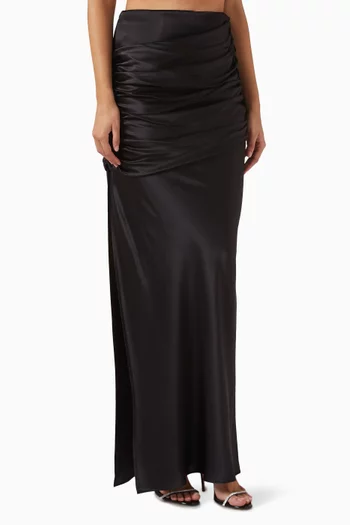 Creased Maxi Skirt in Satin