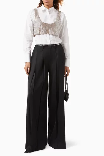 Camicia Shirt & Rhinestone Top in Cotton Poplin