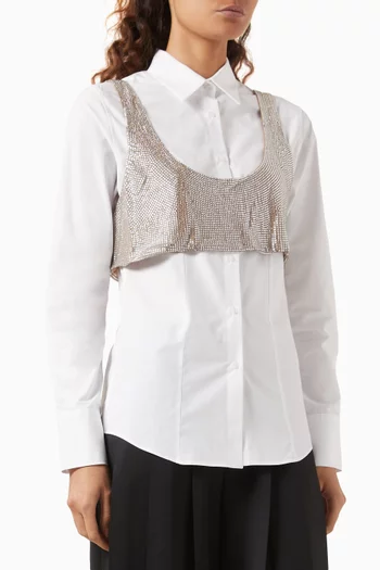 Camicia Shirt & Rhinestone Top in Cotton Poplin