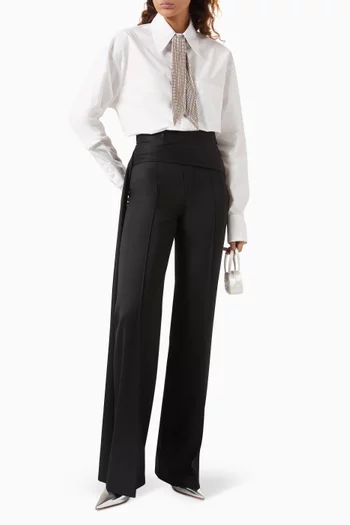 Embellished Tie Shirt in Cotton